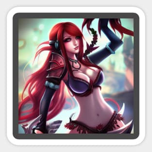 Red hair Katarina artwork Sticker